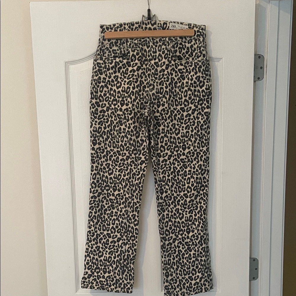 Zara Leopard Print Boot Cut Pants